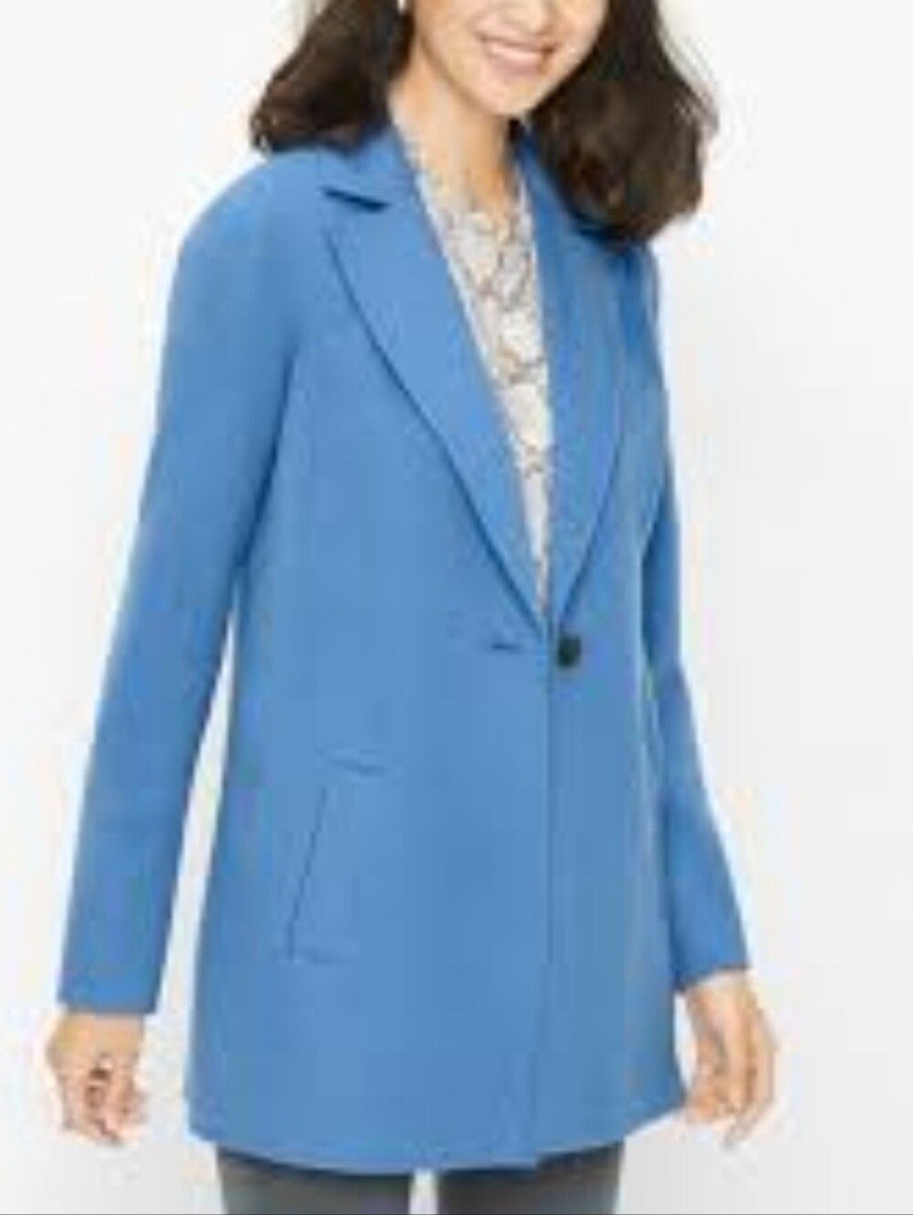 TALBOTS BLUE DOUBLE FACED BOILED WOOL BLEND BLAZER Size 24W